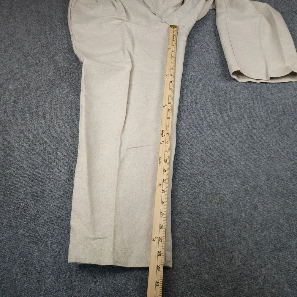 Club Room Mens Pleated Linen Cotton Blend Trousers Beige Oatmeal 38/29 DressPant
